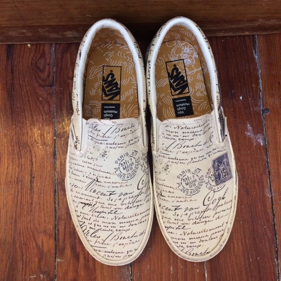 vans van gogh letters slip on